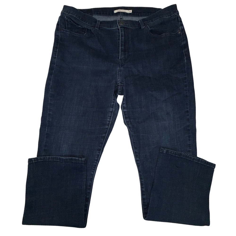 Levi's Classic Straight Jeans Womens 14M Blue Dark Wash Stretch Denim